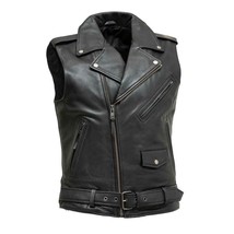 Men&#39;s Motorcycle Vest Rockin- A Symetrical Mc Leather Vest - £119.39 GBP+