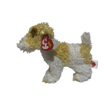 Ty Beanie Baby 2003 Dog Scrappy the Schnauzer 7" Puppy Plush With Tags Tan White - £8.85 GBP