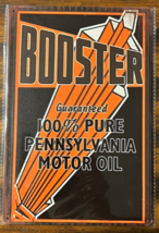 Booster 100% Pure Pennsylvania Motor Oil Vintage Novelty 12&quot; x 8&quot; Metal ... - $8.98