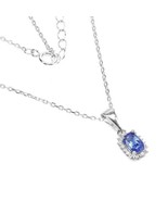 Unheated Natural Tanzanite 6x4mm White Topaz 925 Sterling Silver Necklac... - £106.44 GBP