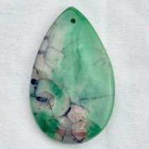 Dragon Vein Agate Pendant Stone Rock Cut Polished Drilled Green Clear White - £7.95 GBP