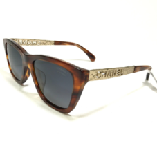 CHANEL Sunglasses 5442-A c.1077/S8 Brown Horn Gold Frames with Blue Lenses - £201.62 GBP