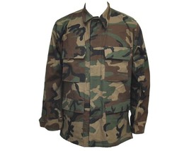 Us Army Bdu Woodland Combat Jacket W/ Patches On Sleeve Small Short Ld 49 - $40.06