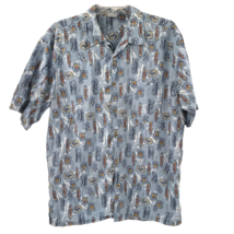 VTG OP Ocean Pacific Mens Blue Tiki Pattern Hawaiian Shirt Size 2XL - $27.71