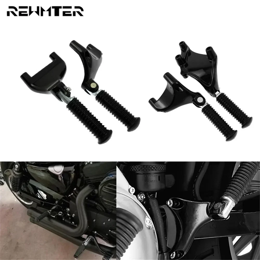 Motorcycle Black Footrest Rear Passenger Foot Pegs Mount Pedal For Harley - $15.38+