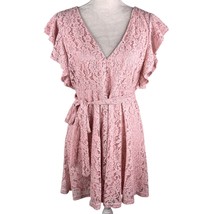 Boohoo Lace Ruffle Sleeve Skater Dress Blush 14 New - $29.69