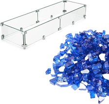 Wind Guard For Gaspro 40 X 12 X 6 Inch Fire Pit And 10 Lbs. Cobalt Blue ... - $181.97