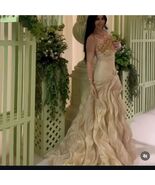 Strapless Sleeveless Court Train Organza Tiered Luxurious Custom Made Ev... - $194.00