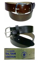 Usa Made 100% Genuine Oil Tan Leather Belt, Great Belt, 32&quot; To 40&quot;, Blk Or Brown - £22.26 GBP+