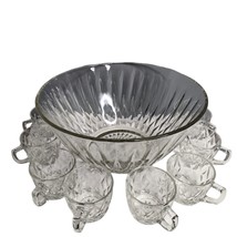 Princess House Punch Bowl &amp; Glasses - 9 Pc Set No Ladle Crystal - £23.28 GBP