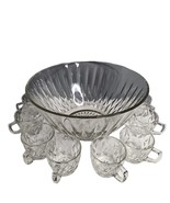 Princess House Punch Bowl &amp; Glasses - 9 Pc Set No Ladle Crystal - £22.67 GBP