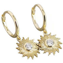 Anyco Fashion Earrings Bohemian Geometric Shiny Zircon Pendant Charm Huggies - £25.89 GBP