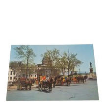 Postcard Le coin des caleches Place d&#39;Armes Carriages Quebec CA Chrome U... - $4.15