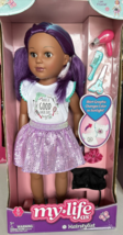My Life As Poseable Hairstylist 18" Doll Purple Hair Blue Highlights Accessories - $32.55