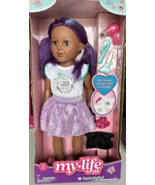 My Life As Poseable Hairstylist 18&quot; Doll Purple Hair Blue Highlights Acc... - £25.44 GBP