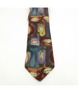 Structure Mens Tie Abstract Leaf Pattern 100% Silk Italian Fabric Multic... - $129.90 MXN