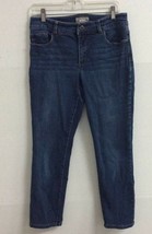 Chicos Womens So Slimming Skinny Jeans Blue Dark Wash Whiskered Stretch ... - $11.33