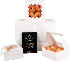 Bakery Box with Window 100packs 6x6x3 White Cookie Boxes Pastry Box for ... - $69.66