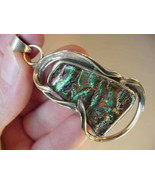 #D-502), DICHROIC Fused GLASS silver Pendant GREEN PINK ORANGE - $136.53 CAD