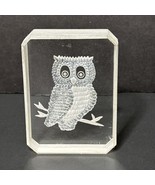 Vintage Carved Clear Lucite Acrylic Reverse 3D Owl on Branch Paperweight... - $23.01 CAD