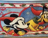Disney Mickey Mouse &amp; Pluto In Santa Hat Christmas Mat Rug 20”x32” Winte... - $18.99