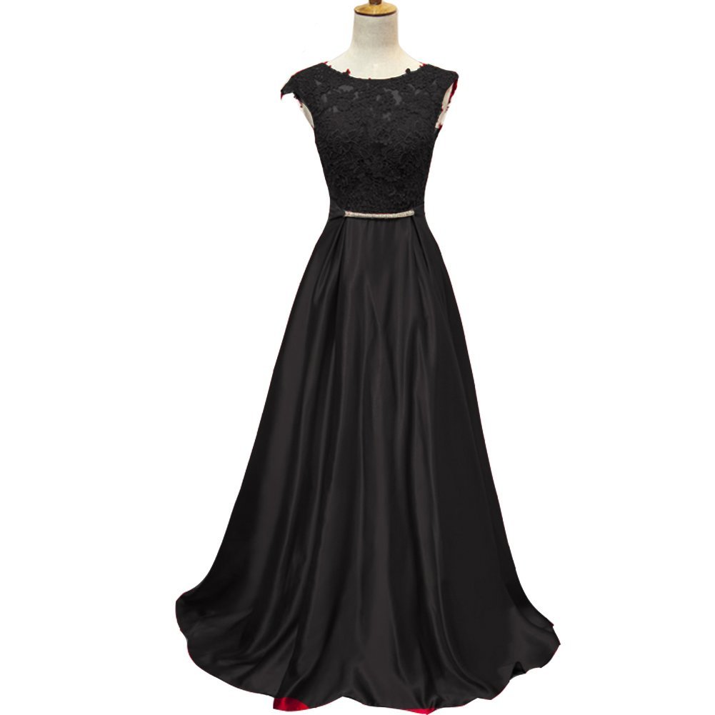 Kivary Sheer Low Back Long A Line Crystals Sash Lace Appliques Prom Evening Dres