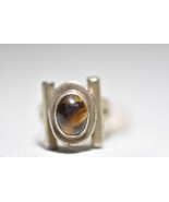Poison Tiger Eye ring architectural women girls sterling silver - $1,643.28 MXN