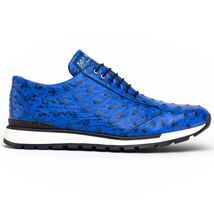 Hand painted genuine ostrich quill Sneaker Shoes Scanno Electric Blue image 2
