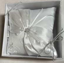 Lillian Rose Wedding Ring Pillow White 7&quot; Rhinestones Embroidery - $9.99
