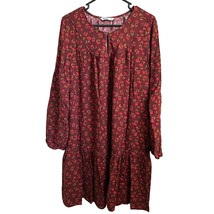 Sonoma Dress Size XXL Maroon Floral Shift Mini Trumpet Peplum Rayon Gold  - £9.82 GBP