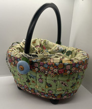 MARY ENGELBREIT ? Vintage Sewing Basket With Pull Closure  Lid  9 By 5 Inches - £18.15 GBP