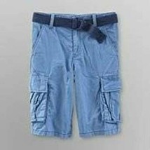 Boys Cargo Shorts Route 66 Blue Adjustable Waist Belted Flat Front-size 5 - £8.60 GBP