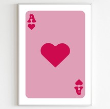Pink Aesthetic Canvas Wall Art Pink Ace Of Hearts Print For Playing Cards - £29.83 GBP