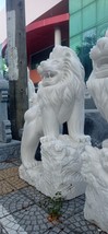 Lion Statues for Porch or Driveway Life Size Natural Stone Marble Handma... - $2,440.00