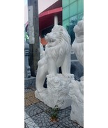 Lion Statues for Porch or Driveway Life Size Natural Stone Marble Handma... - £1,920.07 GBP