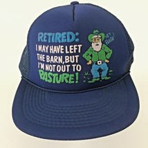 Retired Left The Barn But Not Out To Pasture Trucker Cap Hat Mesh Blue Snapback - £10.48 GBP