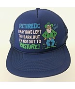 Retired Left The Barn But Not Out To Pasture Trucker Cap Hat Mesh Blue S... - $14.03