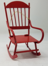 Rocking Chair Christmas Ornament Red Antique Look Metal Vtg - £9.17 GBP