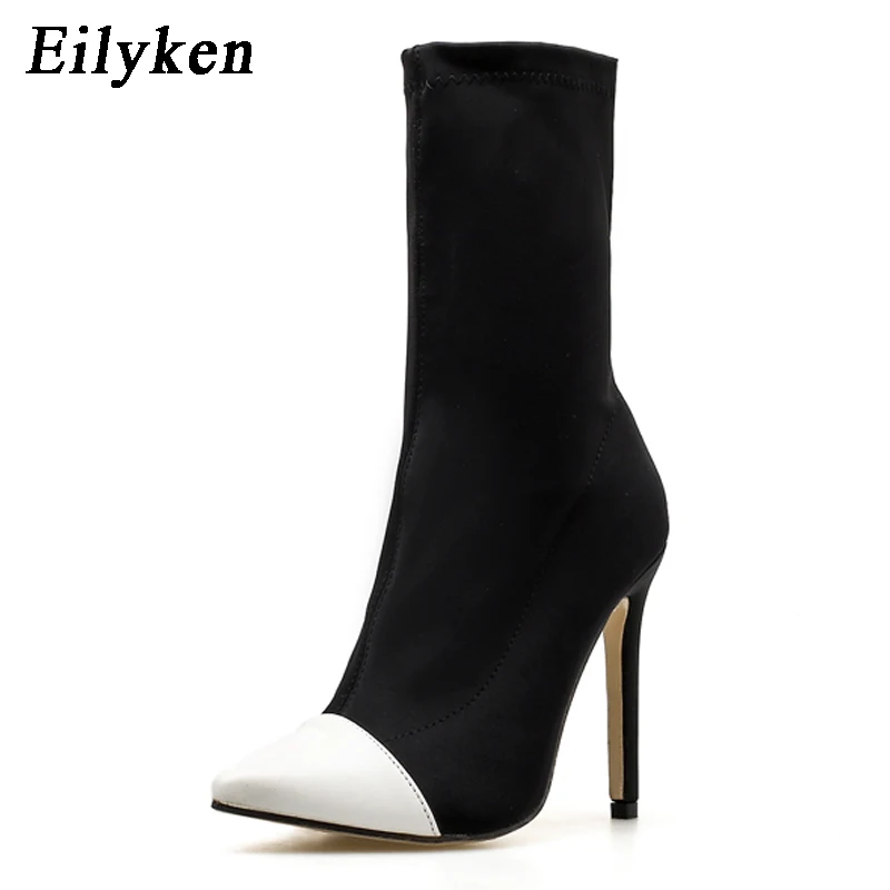 Eilyken 2024 New Women Knitting Stretch Sock Ankle Boots Pointed Toe  Slip On Hi - £181.68 GBP