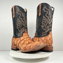 Lane Capitan PORT ARTHUR Cowboy Boots 11.5EE Genuine Pirarucu Leather Sq... - $391.05