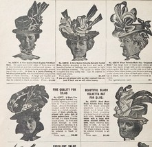 1900 Womens Feather Hats Advertisement Victorian Sears Roebuck 5.25 x 7&quot; - $19.99