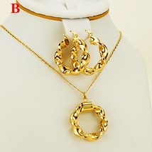 Dubai gold Ethiopian necklace &amp; earrings African sets Gold Color jewellery for I - £17.92 GBP