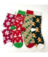 Set Of 4 Christmas socks Woman Size 5.5-7 Candy Cane Gingerbread Snowfla... - £13.58 GBP