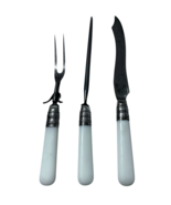 Art Deco Serving Knife w/Sharpener &amp; Fork Utensil Sterling Silver Unique... - $1,780.96 MXN
