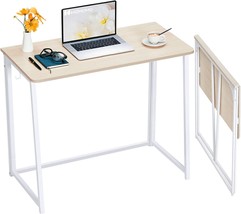 Wohomo Folding Desk, Small Foldable Desk 31.25&quot; For Small Spaces, Space, Oak - £58.24 GBP