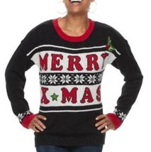 Womens Sweater Ugly Christmas Light Up Black Merry Xmas Long Sleeve Holi... - £22.15 GBP
