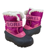 Girls SOREL Pink Snow Boots size 12 Childrens Kids Commander Faux Fur - $33.66