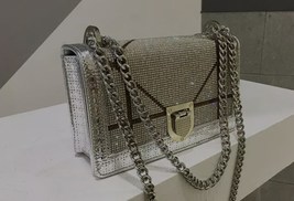 Crystal Encrusted Chrome Evening Bling Handbag  - £55.88 GBP