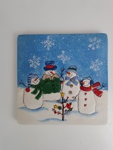 St Nicholas Square &quot;Button Up&quot; Snowman Christmas Trivet Wall Hanging 7x7... - $10.84