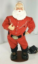 Cowboy Holly Jolly Dancing Santa Christmas Fantasy LTD 1998 16&quot; Tall MISSING HAT - £23.48 GBP